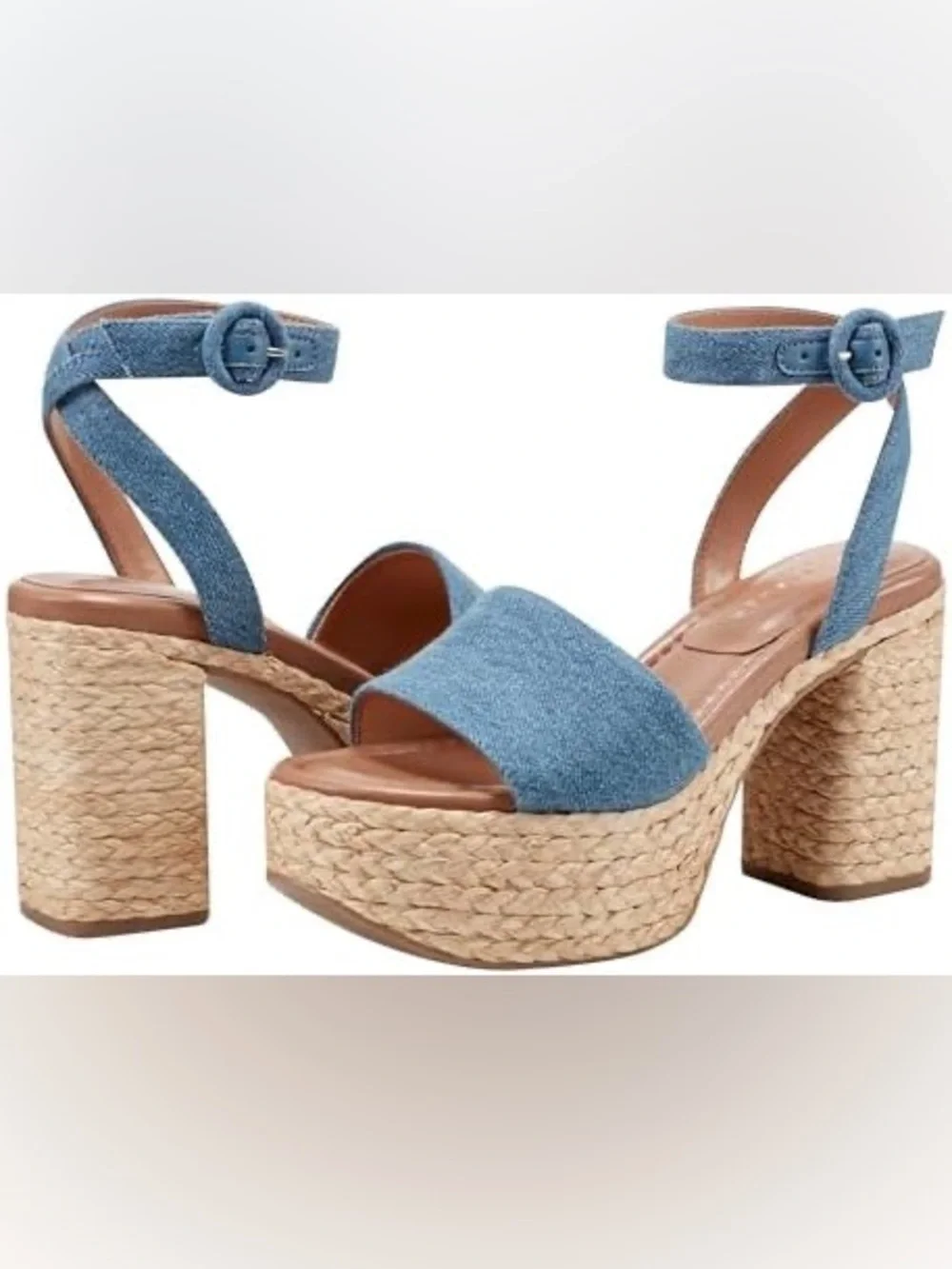 Marc Fisher Palyca Dark Blue Jute Platform Sz 9.5 BNWB